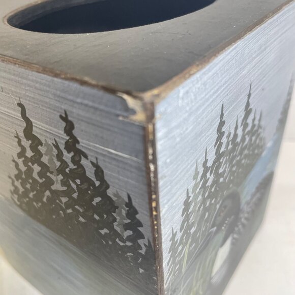 Hand-Painted Wooden Tissue Box Cover With Loon & Lake Scene - Picture 4 of 11